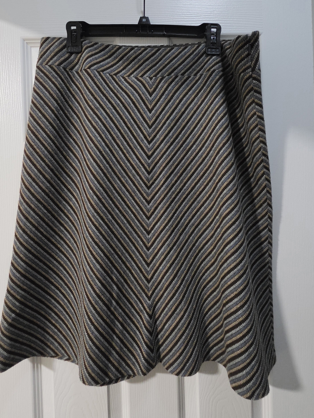 LOFT A-Line Chevron Knit Skirt - Black, Gray & Tan